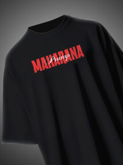 Maharana Pratap Printed Oversize Terry Cotton T-Shirt Rajputana Warrior Design KSquaree Rajputana Collection