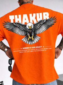 Thakur Eagle Oversized T-Shirt with Honor Is Our Legacy Print by KSquaree